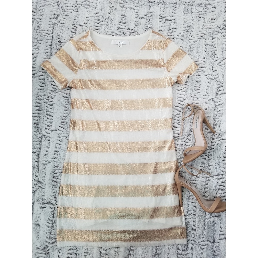 White and gold sequin dress